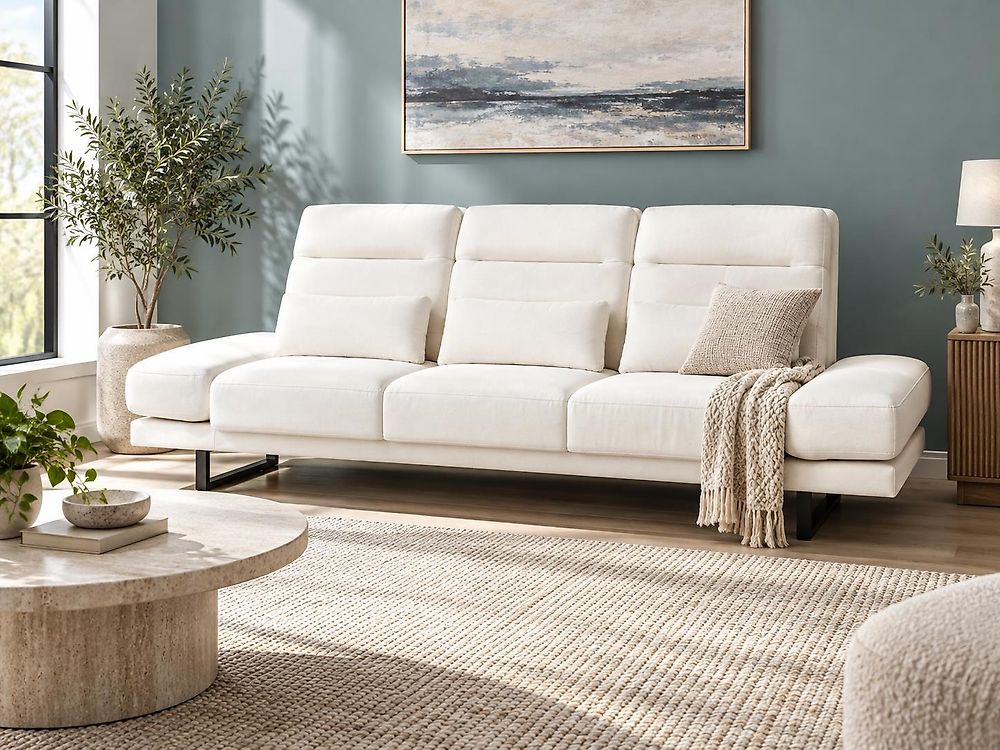 Divano 3 posti IKAST Tessuto Beige chiaro