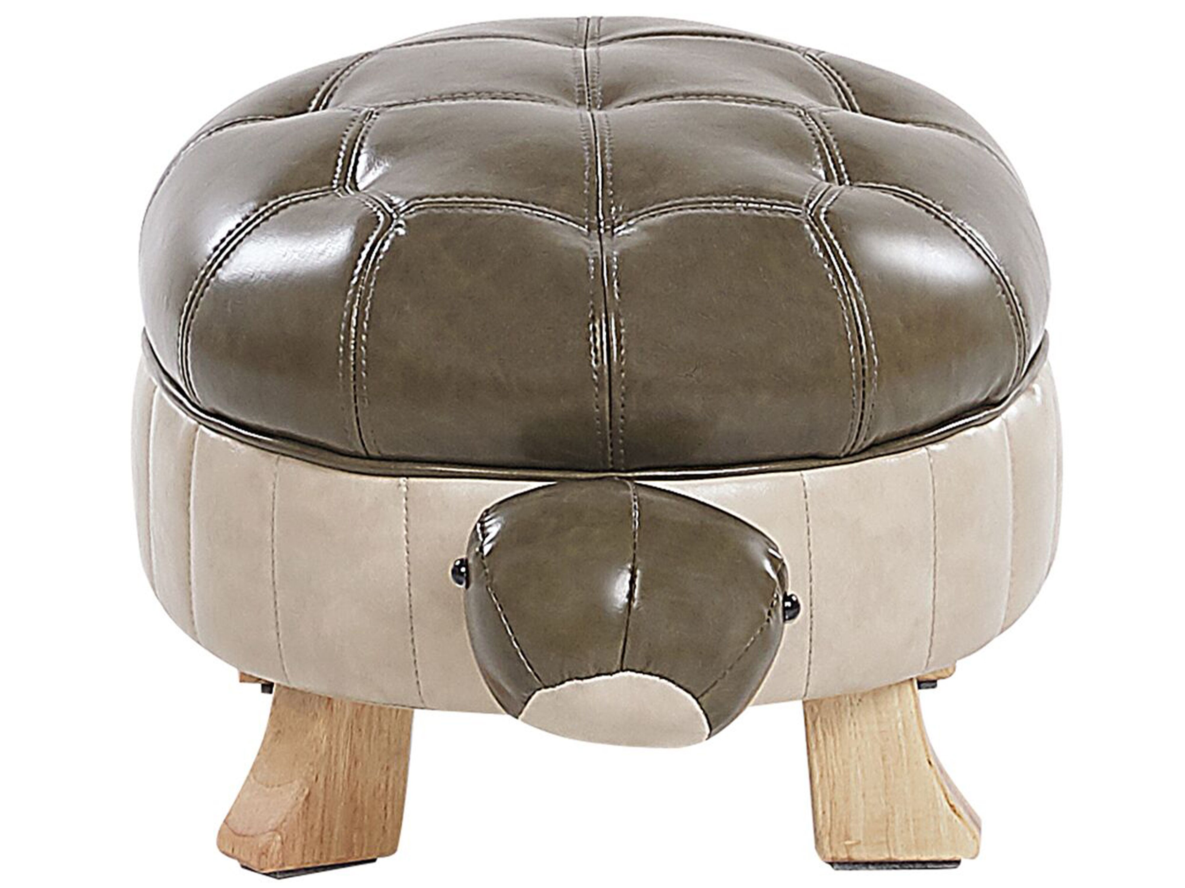 Turtle Stool Animal Stool TURTLE Faux Leather Dark Green | Beliani.co.uk