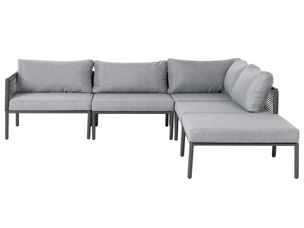 6 Seater Aluminium Garden Sofa Set Grey FORANO Beliani