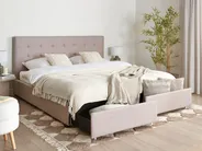 Bed with Storage Drawers LA ROCHELLE Fabric Light Grey 180 x 200 cm (EU Super King)_744834