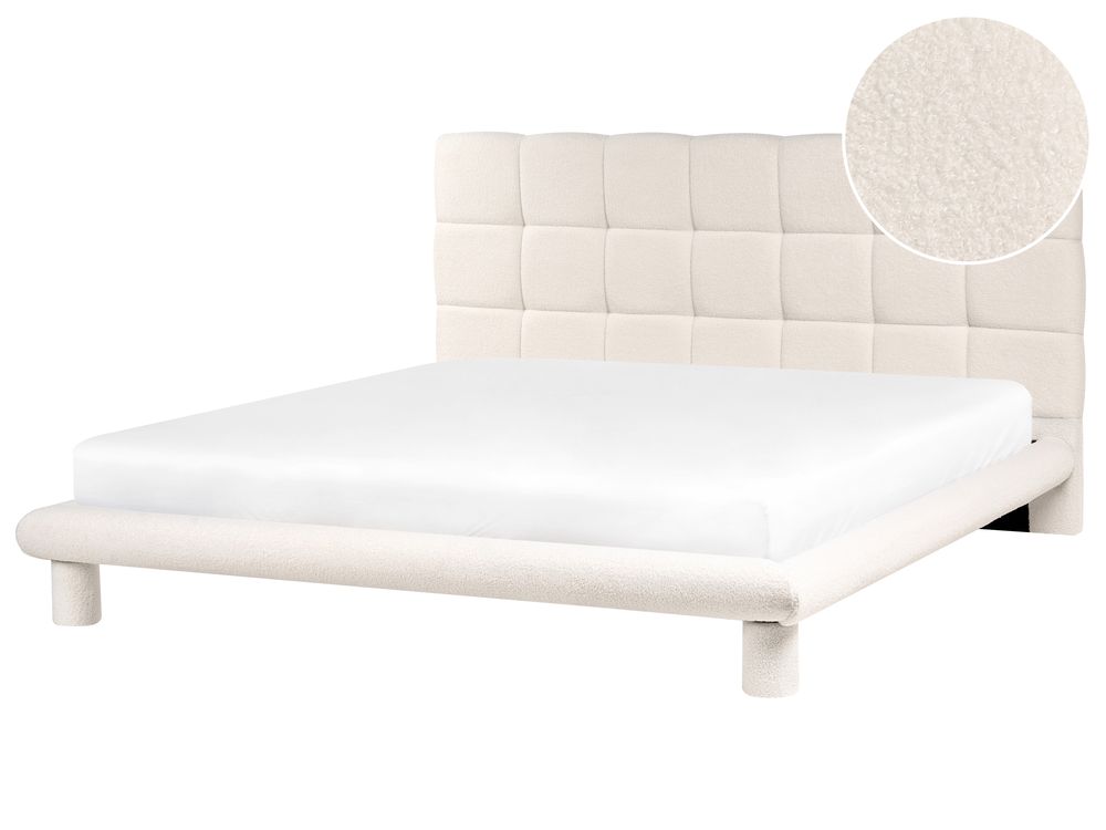 Bed Bouclé CRESSAT 180 x 200 cm Gebroken wit