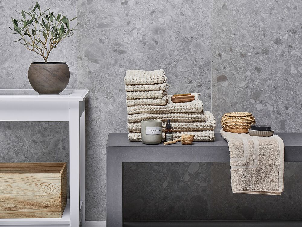 Set med 9 handdukar AREORA Bomull Beige