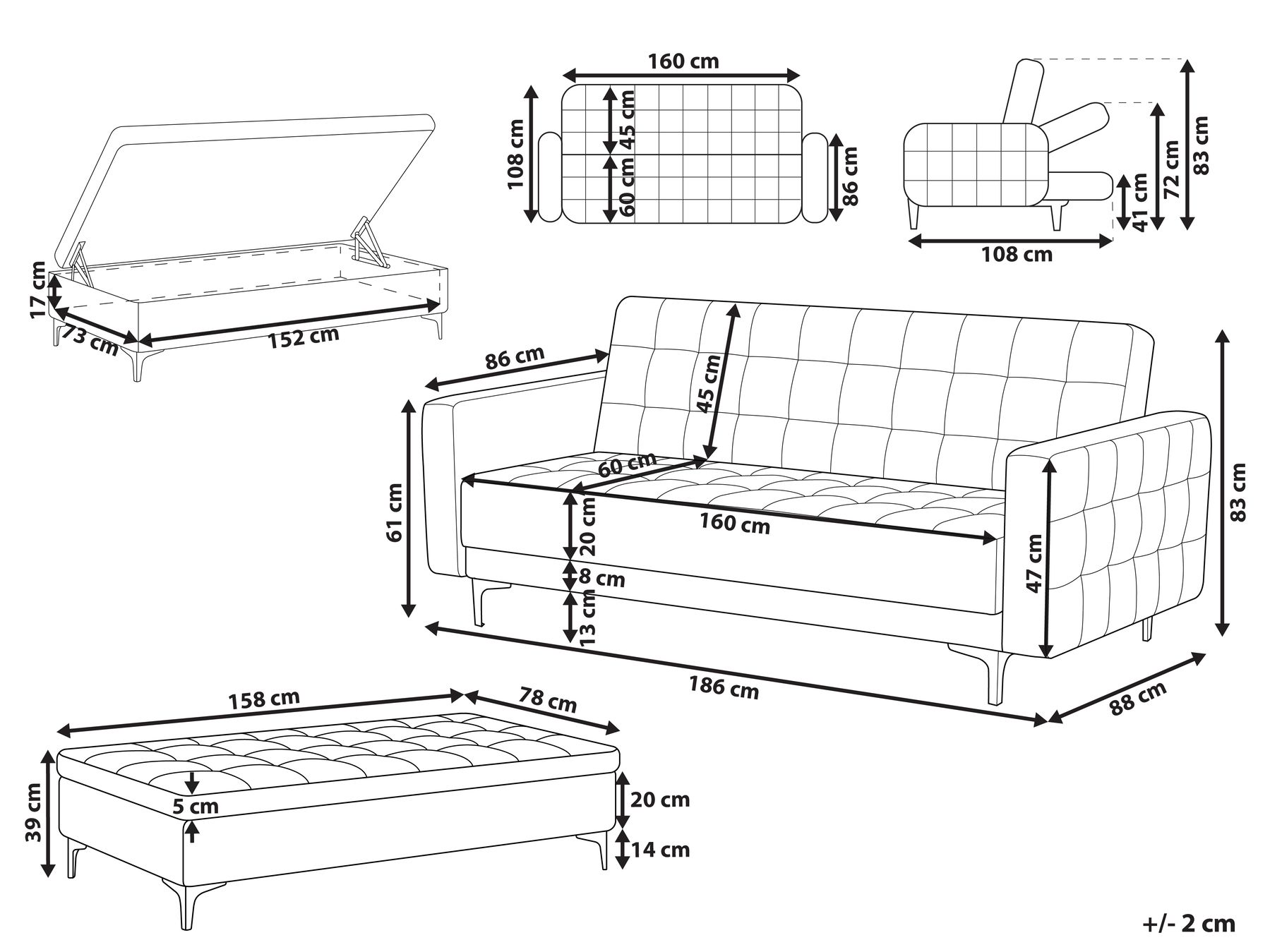 3 Seater Velvet Sofa Bed with Storage Ottoman Teal ABERDEEN_948456