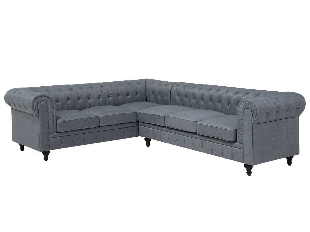 Narożnik dla 6 osób CHESTERFIELD Szary Prawostronny