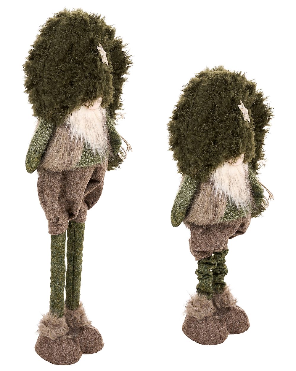 Weihnachtsdekoration 2er Set PORRAS 44-57/57-70 cm Zwerg Braun / Grün