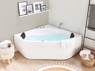 Whirlpool Corner Bath with LED 1400 x 1400 mm White MEVES
