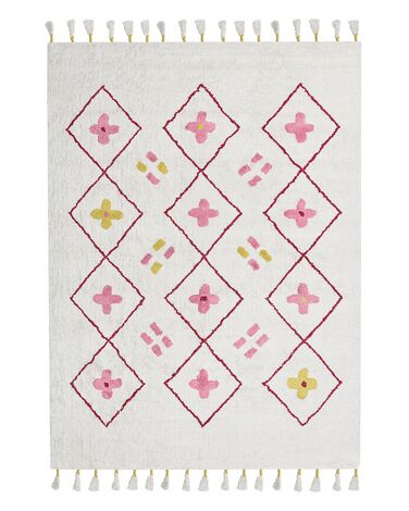 Tapete infantil em algodão branco e rosa 160 x 230 cm CAVUS