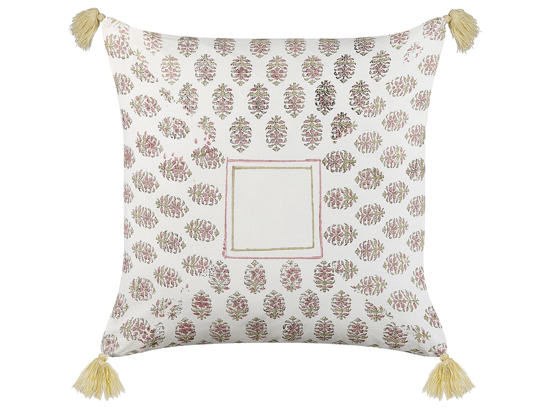 Bawełniana poduszka dekoracyjna geometryczny wzór z frędzlami 45 x 45 cm wielokolorowa SETOSA_839131