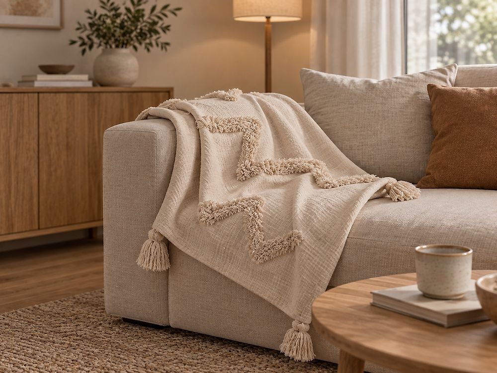 Kuscheldecke GUNA Baumwolle 130 x 180 cm Beige