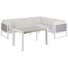 Lounge Set Aluminium weiß 6-Sitzer linksseitig Auflagen cremeweiß CASTELLA_932027