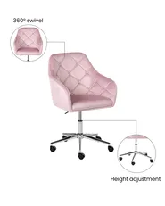 Desk Chair VELORIA Velvet Pastel Pink_1065146