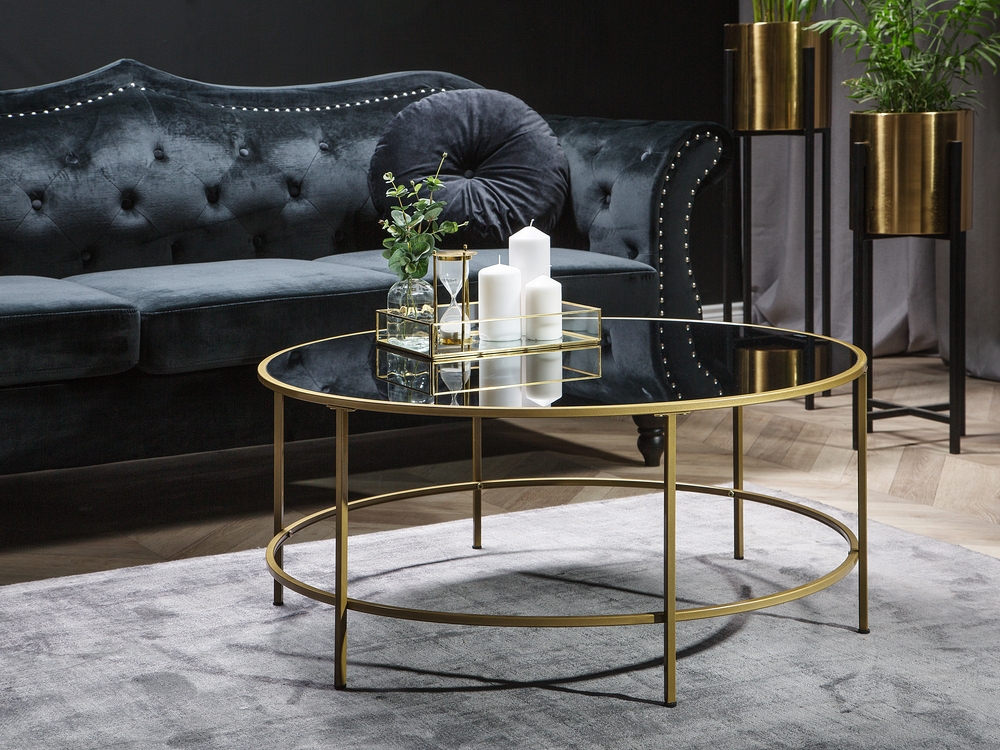 Black and gold coffee table set sale