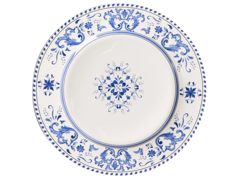 Set of 12 Dinnerware GALANGAL Porcelain White/ Blue_1068988