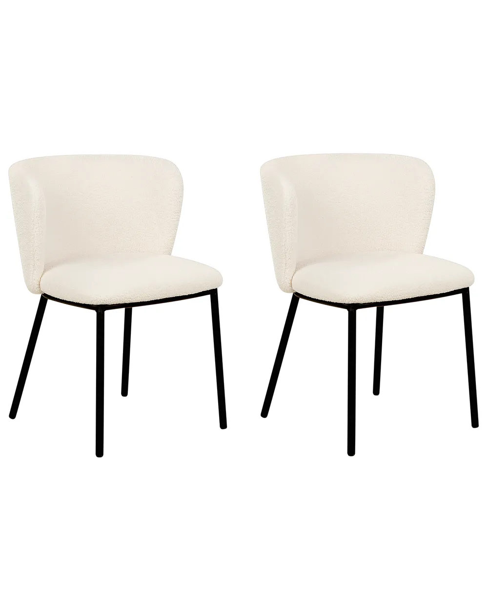 Set of 2 Dining Chairs MINA Boucle Off-White_887325
