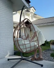 Hanging Chair with Stand MALCESINE Metal Natural_1080470