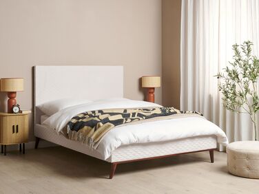 Velvet EU Double Size Bed Off-White BAYONNE