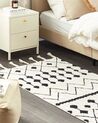 Teppich Baumwolle weiß / schwarz 80 x 150 cm geometrisches Muster Kurzflor KHEMISSET_830844