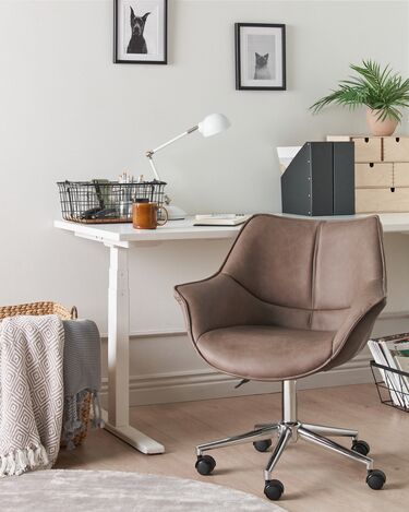 Faux Leather Desk Chair Light Brown NEWDALE