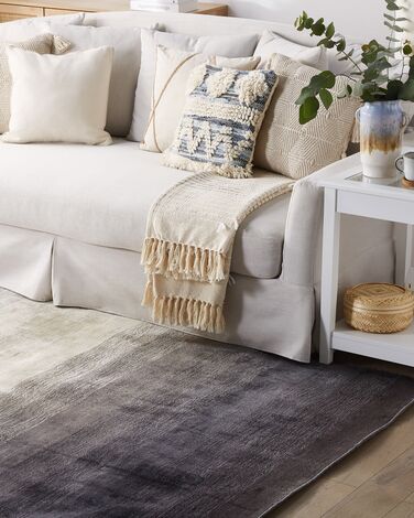 Viscose Rug 200 x 200 cm Grey and Black ERCIS