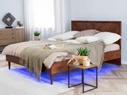 Bed with LED MIALET 160 x 200 cm (EU King Size) Dark Brown_748101