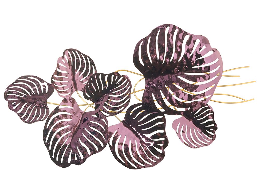 Wall Decor Leaf HOLMIUM Metal 50 cm Purple