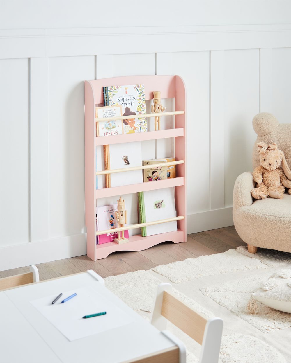 Wall Bookshelf LILOET 100 cm Pastel Pink