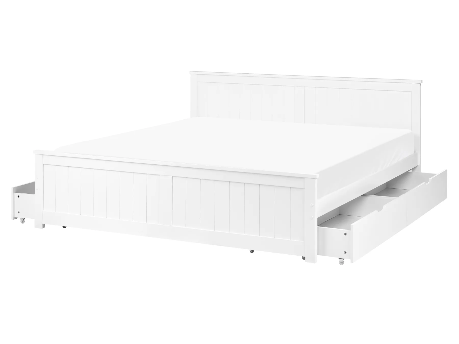 Bed with 4 Drawers SABRAN Pine Wood White 160 x 200 cm (EU King Size)_1061300