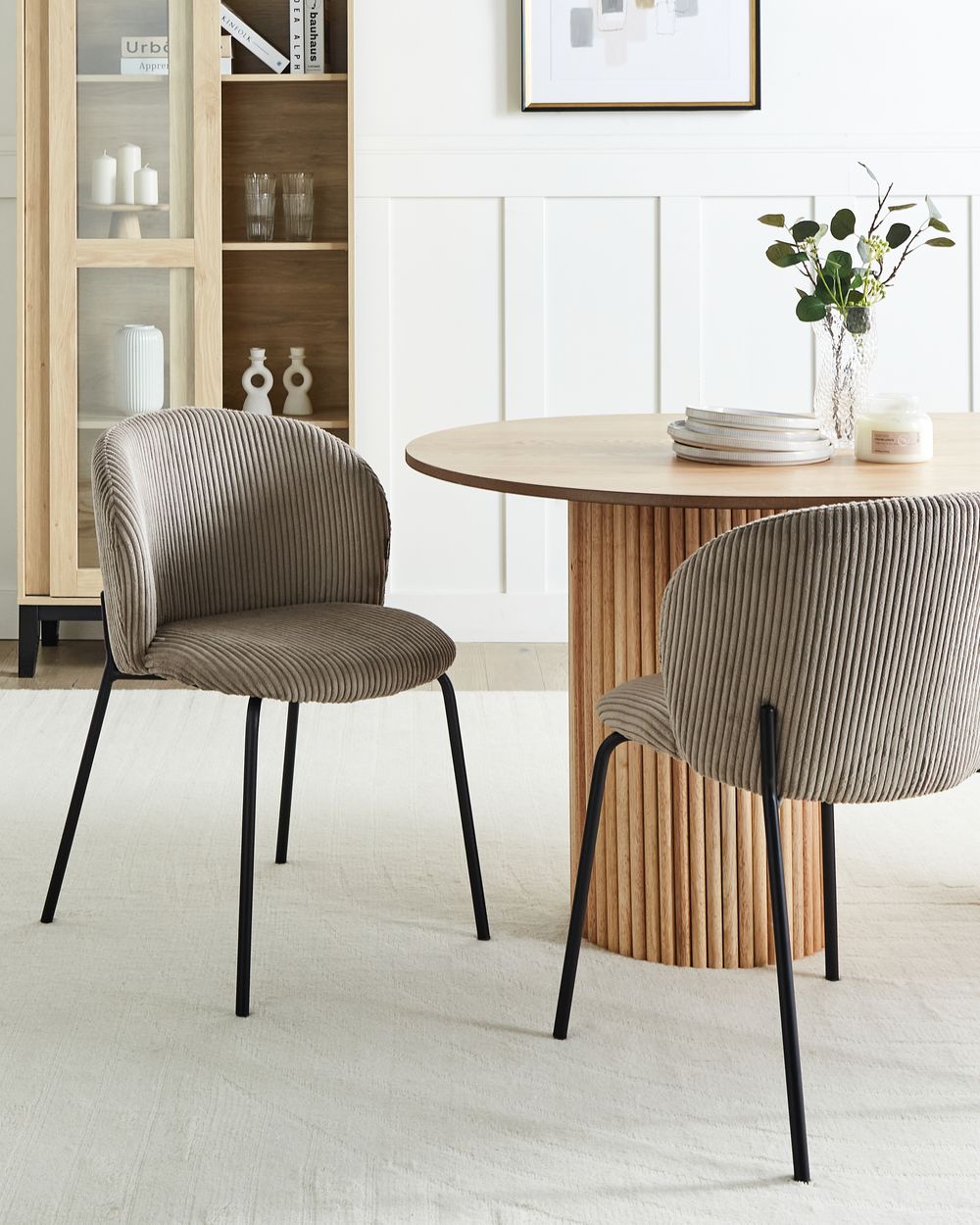 Conjunto de 2 sillas de comedor MILES Pana Gris pardo