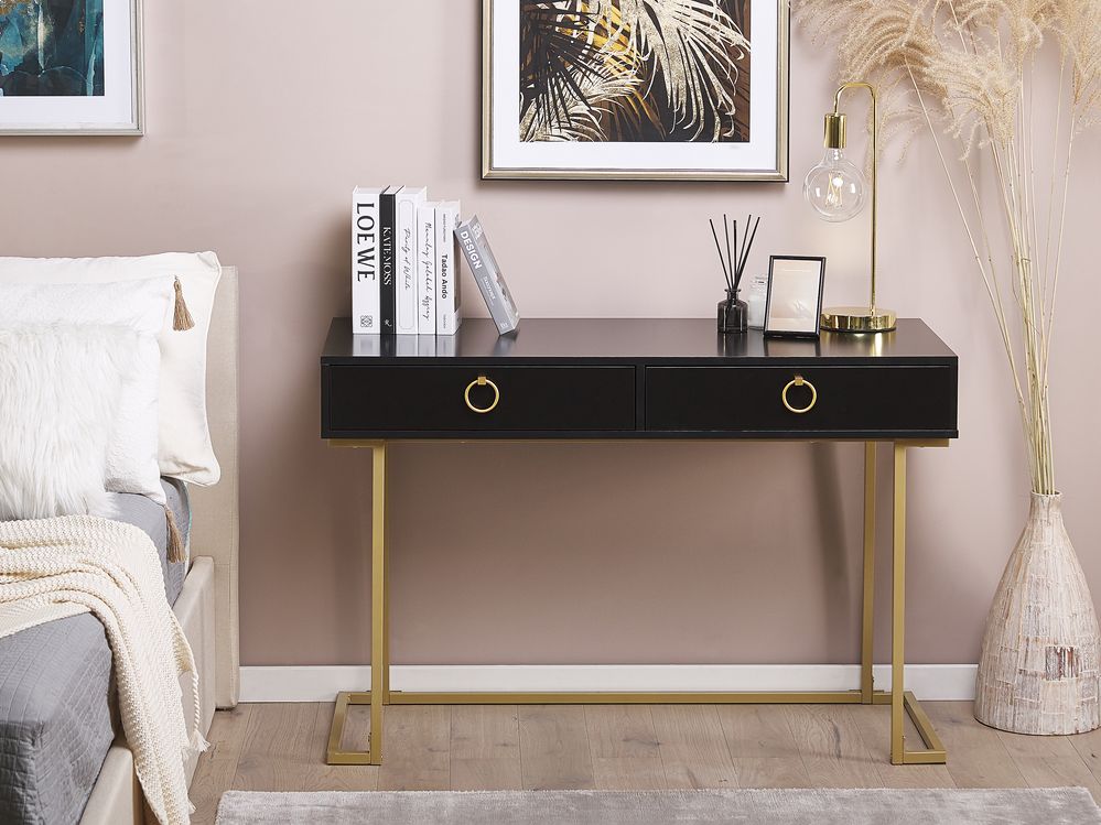 Console Table WESTPORT 115 cm x 50 cm with Drawers Black/ Gold