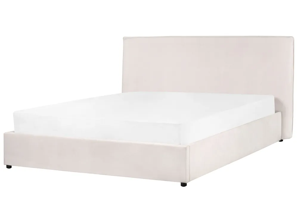 Bett mit Stauraum LAVAUR Samtstoff Cremeweiß 160 x 200 cm_870932