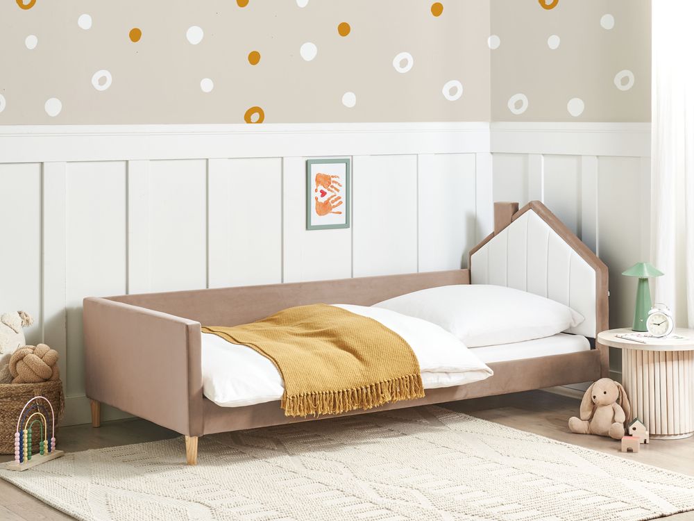 Letto per bambini Casa Velluto KERVAN 90 x 200 cm Marrone chiaro