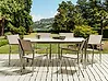Conjunto de comedor exterior 6 plazas COSOLETO/GROSSETO Vidrio templado Efecto mármol Blanco/Beige