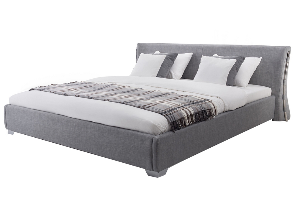 Bed Fabric PARIS 180 x 200 cm EU Super King Grey Beliani