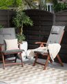 Set of 2 Acacia Garden Folding Chairs with Grey Cushions TOSCANA_785495