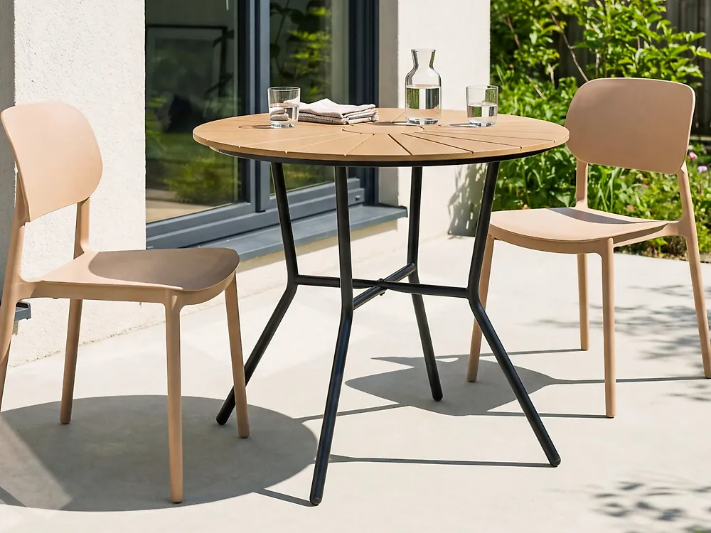 Garden Dining Table LINOSA 80 cm 80 cm Metal Black