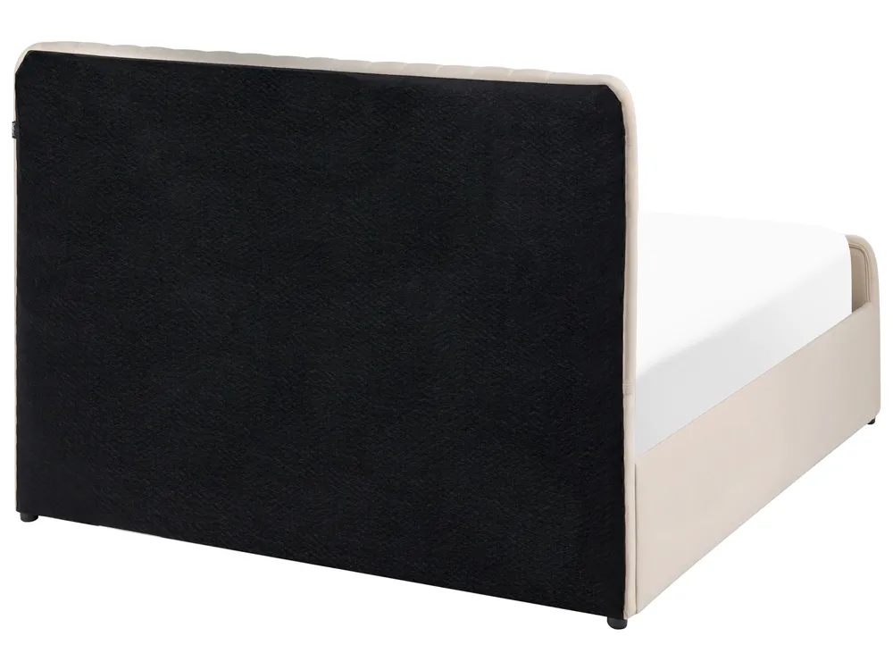 Ottoman Bed LUNAN Velvet Beige 120 x 200 cm (EU Small Double)_1051359