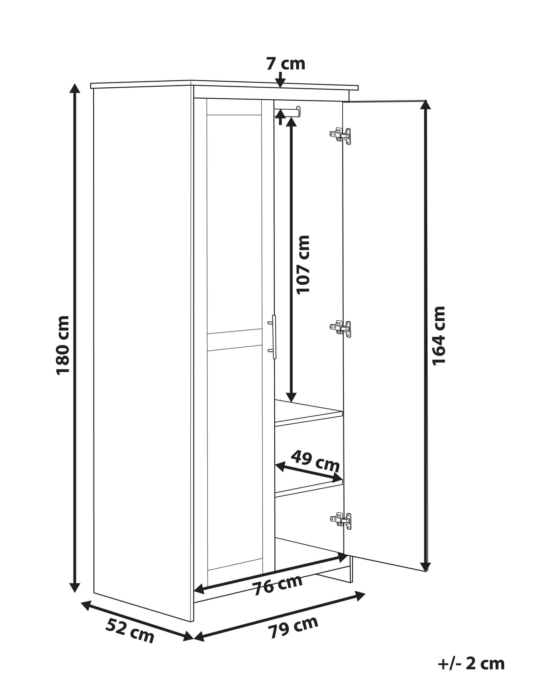 2 Door Wardrobe White SELLIN_828799 2 Door Wardrobe White SELLIN_828799