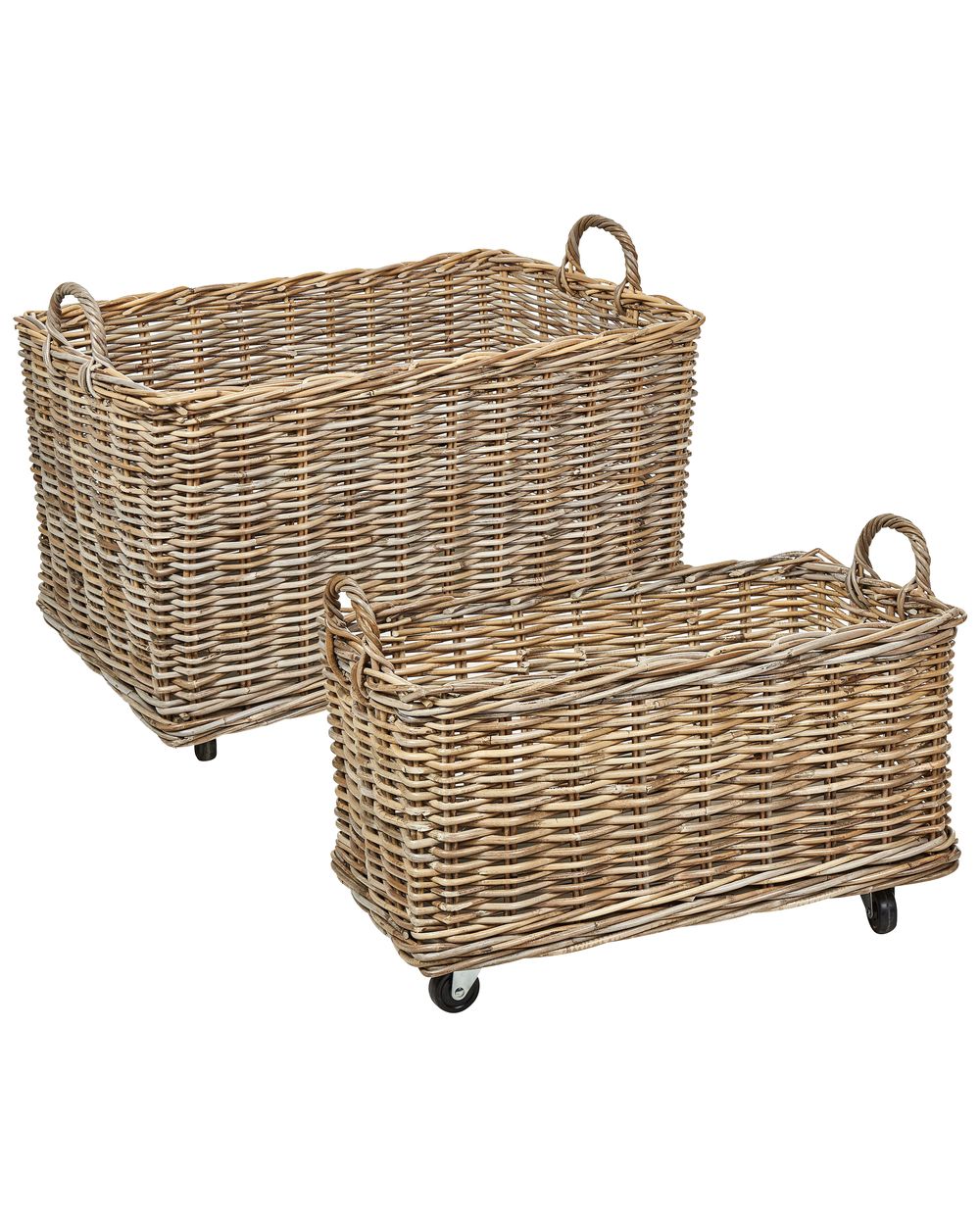 Lot de 2 paniers KITIM avec roues Rotin Naturel