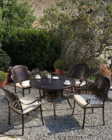 Set of 4 Garden Chairs Brown MANFRIA