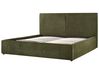 Cama de casal com arrumação em tecido bouclé verde 180 x 200 cm MOISSAC_928948