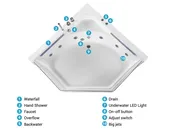 Corner Hot Tub with LED CACERES 2110 x 1500 mm White_786962