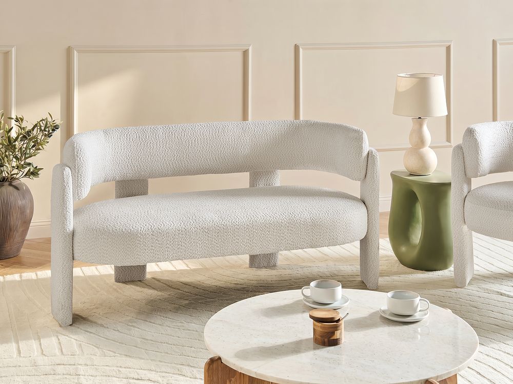 Sofa 2-Sitzer BUREA Chenillegewebe Cremeweiß