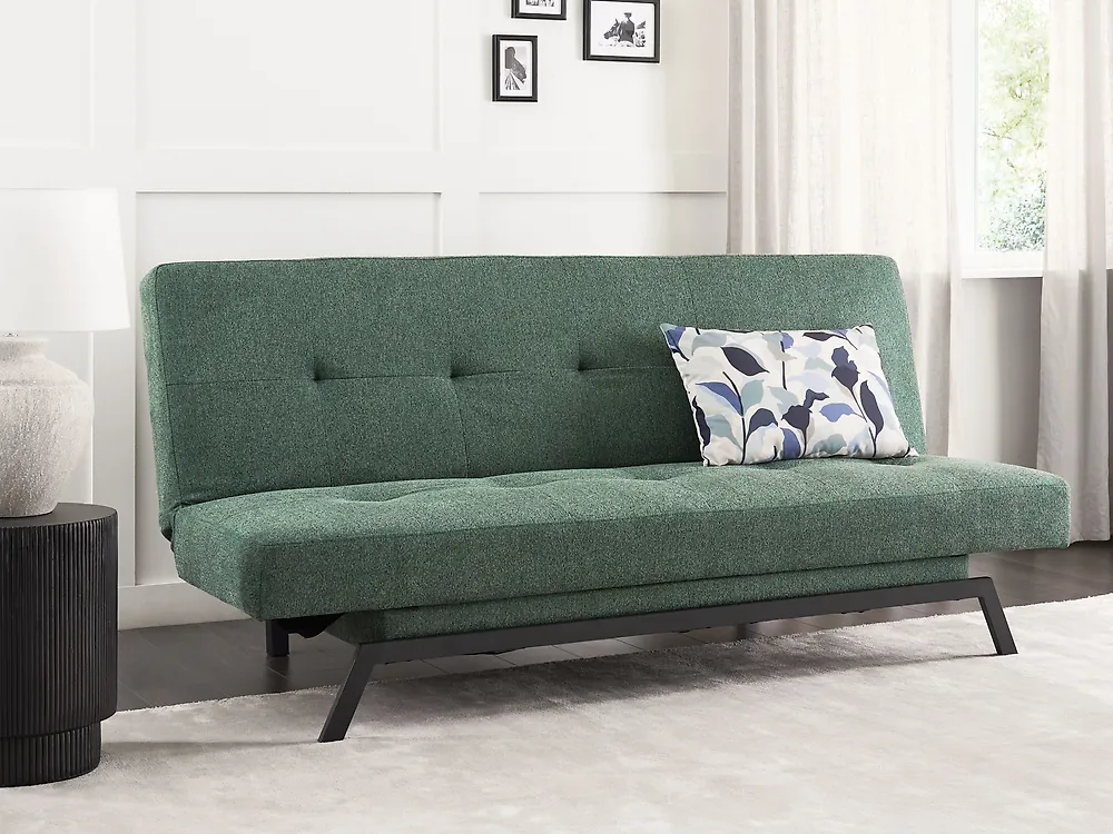 Divano letto 3 posti LEEDS Tessuto Verde_1173868