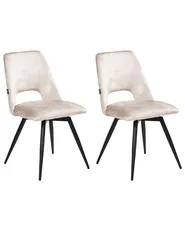 Set of 2 Dining Chairs HALLETT Velvet Light Beige_1041295