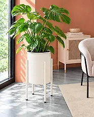 Elevated Plant Pot SCABIOSA 33 cm Metal Pastel Pink_1190495