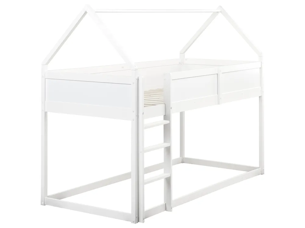 Łóżko na antresoli Domek Drewno sosnowe DIENNE 90 x 200 cm Biały_1082588