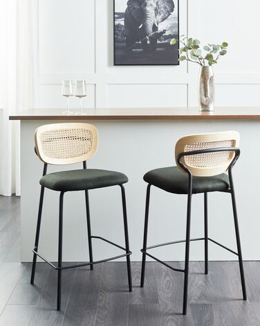 Set of 2 Fabric Bar Chairs Dark Green MAYETTA