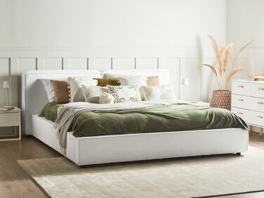 Boucle EU Super King Size Bed White LINARDS