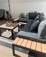 Garden Corner Sofa with Table 4 Seater PIENZA II Modular Grey Right Hand_860457
