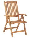 Set of 2 Acacia Wood Garden Folding Chairs with Blue Cushions JAVA_788389